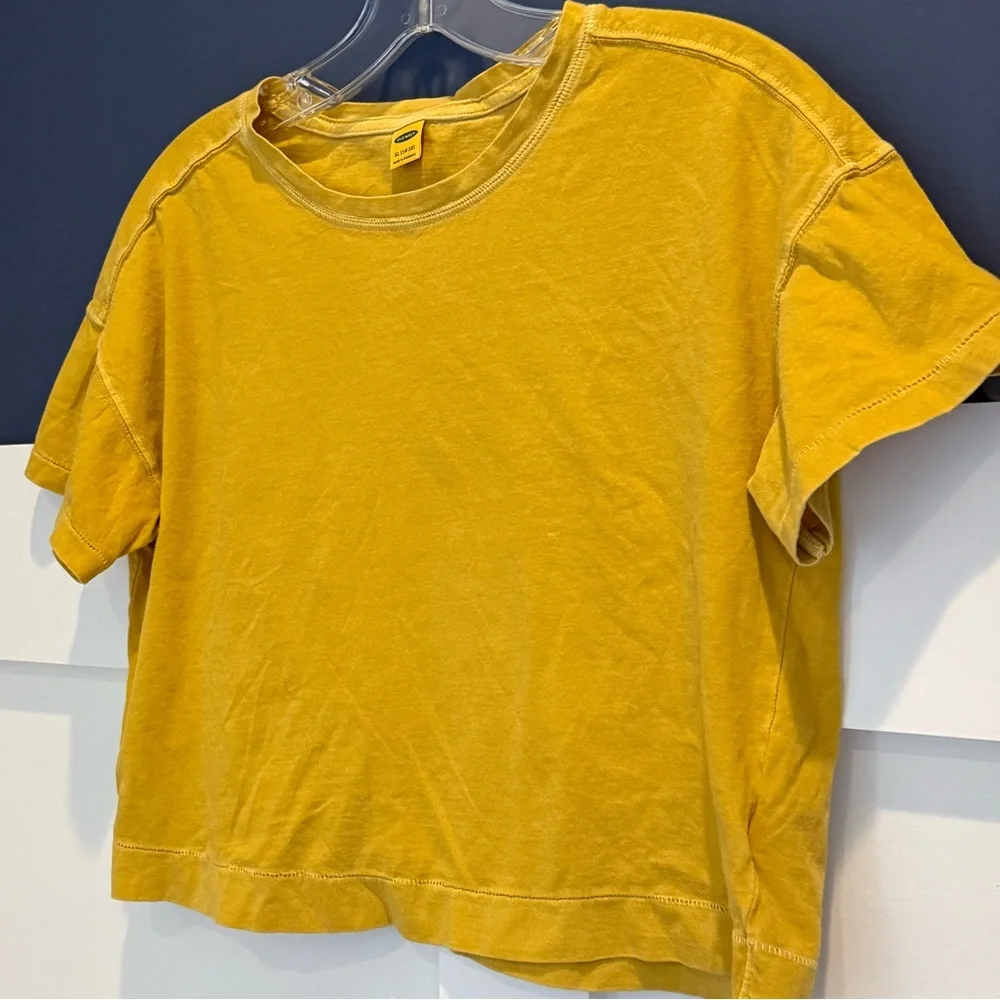 Old Navy Mustard Yellow Kids Short Sleeve Cropped Tee Size XL